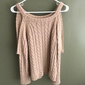 Vici tan knit cold shoulder